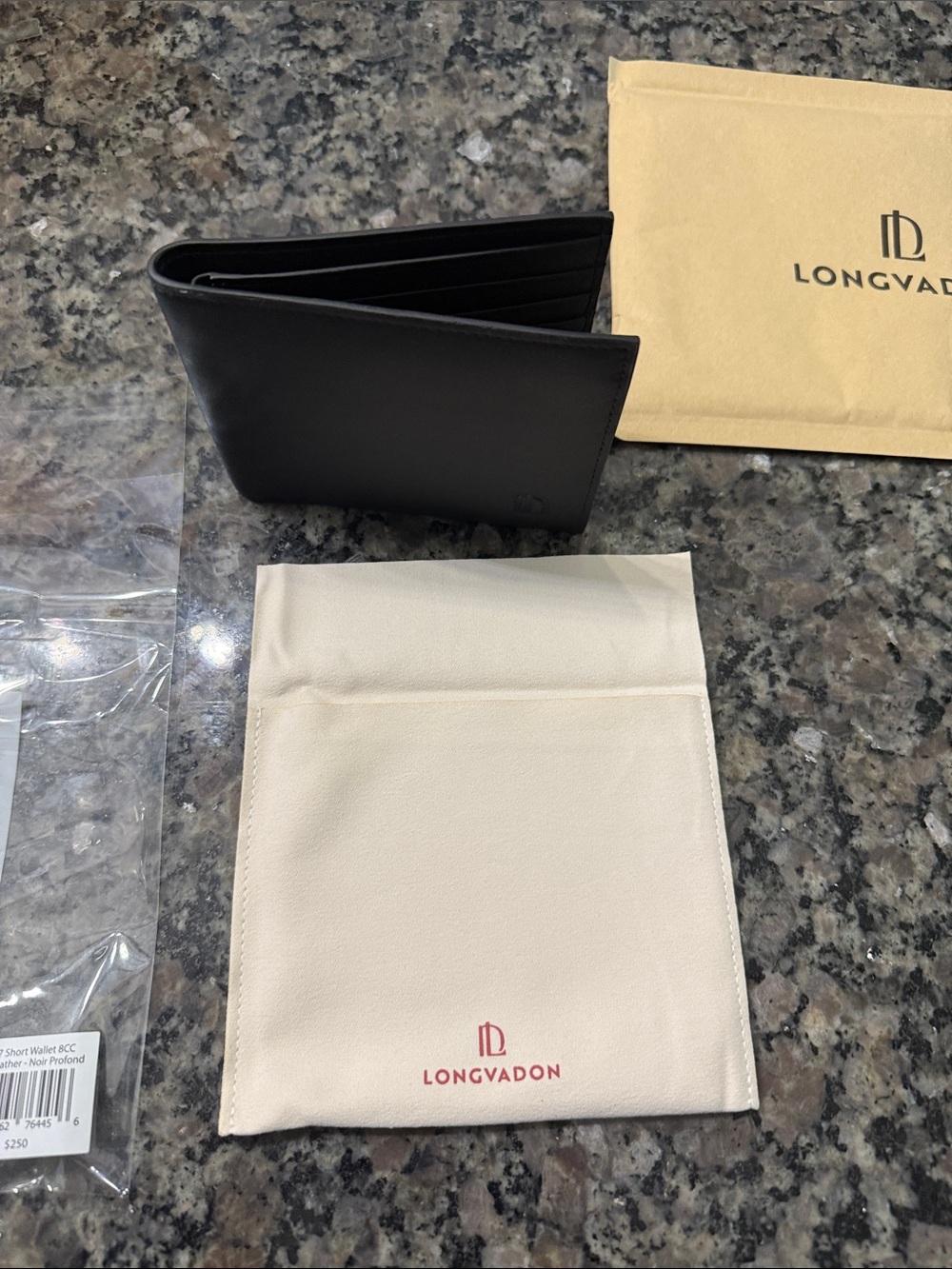 Men's Black Leather Bi-Fold Card & Key Wallet